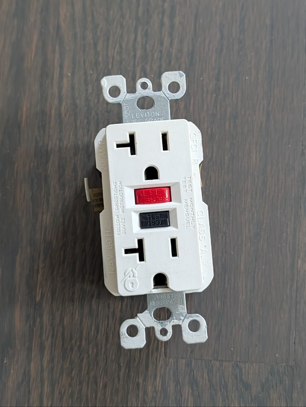 Leviton 20 Amp GFCI Outlet Receptacle, White